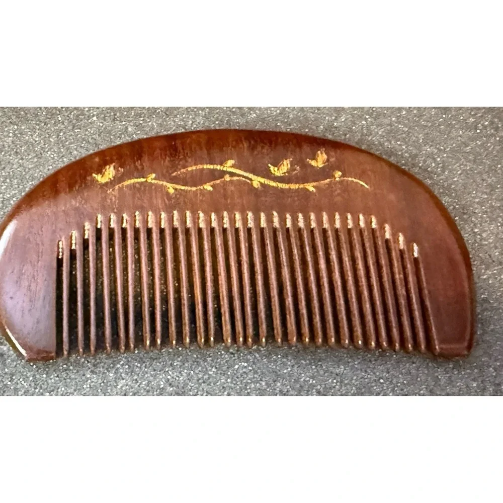 Butterfly Sandalwood Comb Anti Static Wooden Pocket Hair Comb Half Moon Detangle